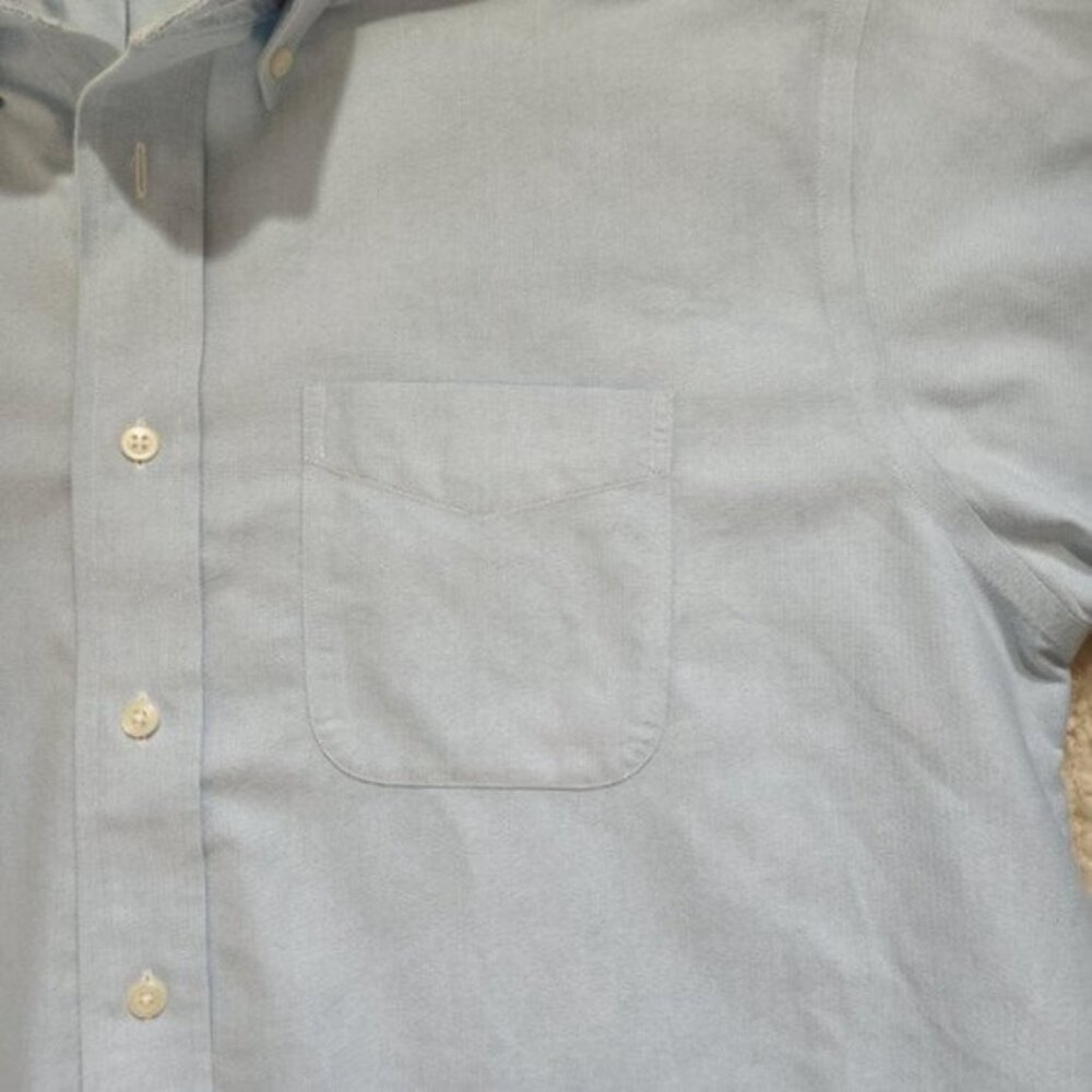 L.L. Bean Blue Short Sleeve Oxford Shirt - Picture 5 of 7